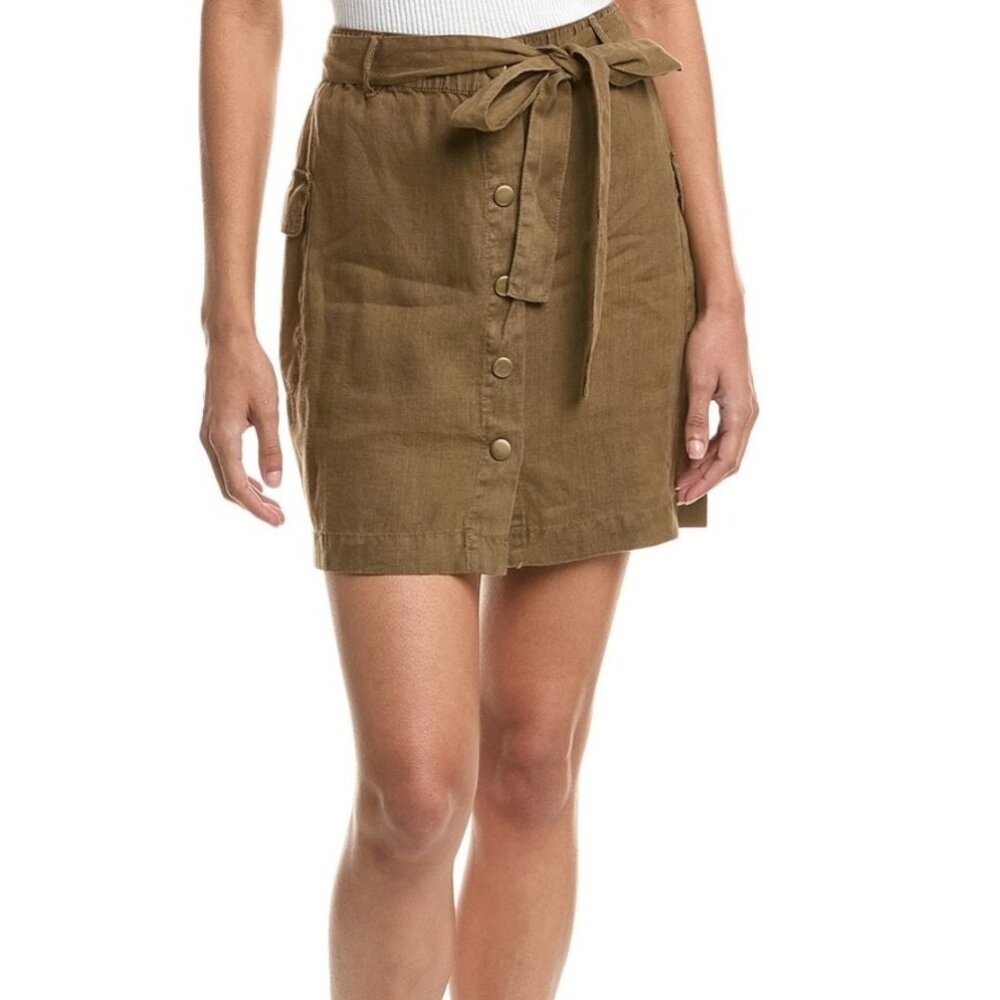 NWT Michael Stars Martina Mini Skirt in Olive Linen Women's Medium $148